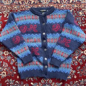 Vintage Maban Of Scotland Mohair Cardigan Sweater Blue Color Size Medium